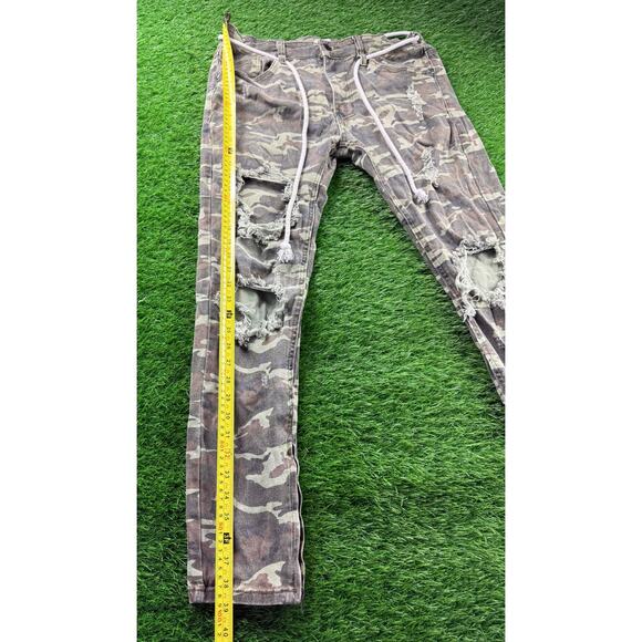 Fashion Nova Men Camo Skinny Distressed Ripped Jeans Sz 36 Streetwear Style - Picture 4 of 7
